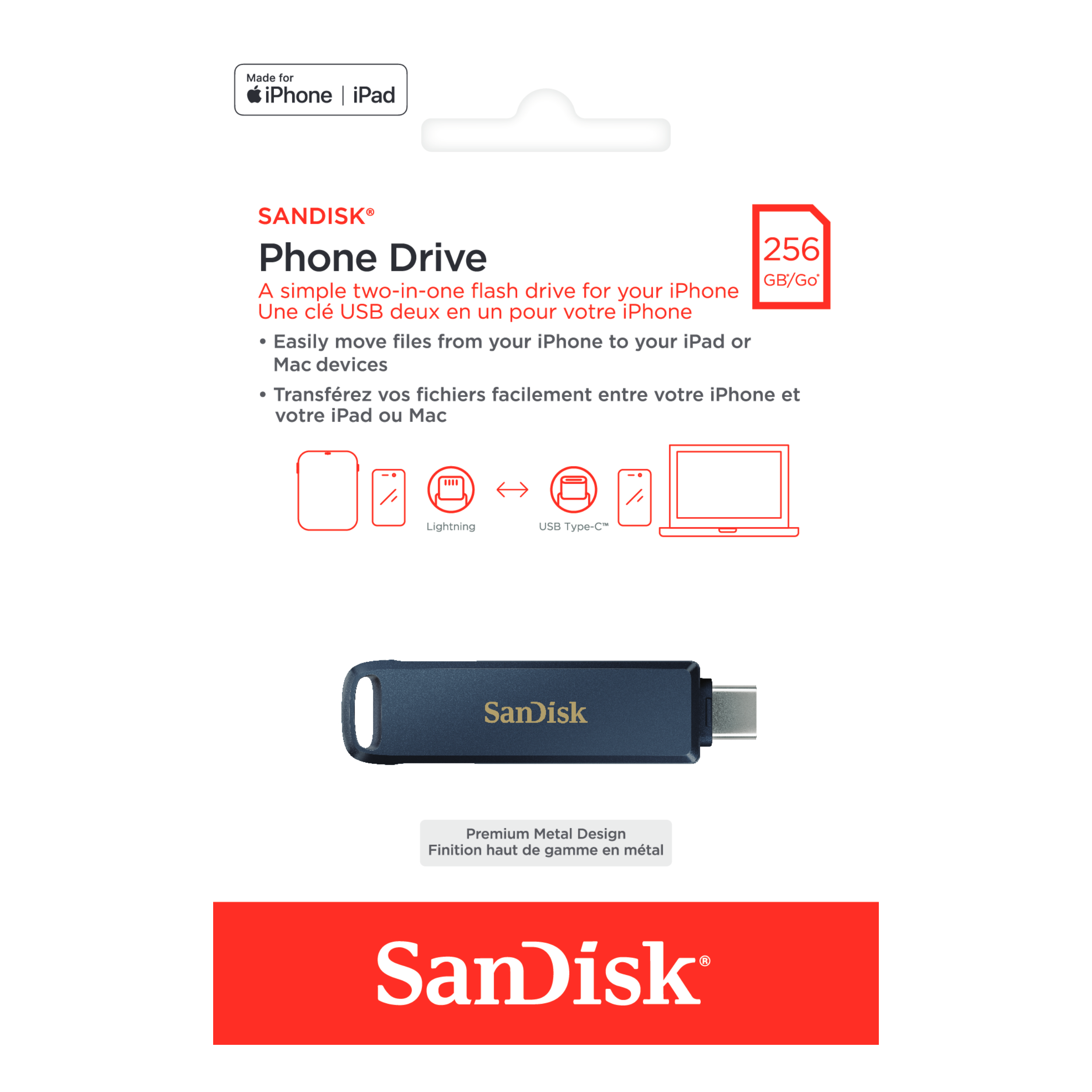 SanDisk Phone Drive USB Flash Drive for iPhone, Lightning and USB Type-C (64GB/ 128GB/ 256GB)-Data Storage-futuromic
